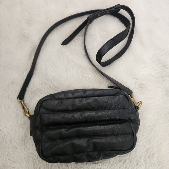 Madewell Transport Puffer Quilted Leather Camera Crossbody Bag Black - Picture 1 of 12